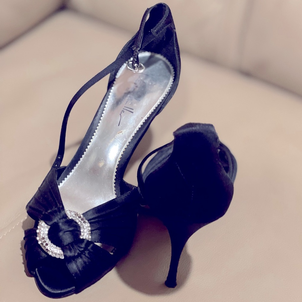 Nicole Miller black heels with rhinestones